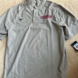 Fordham University Football Nike Men's Tan Polo Shirt with Maroon Logo